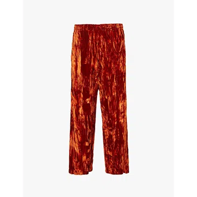 Martine Rose Orange Apricot Velvet Wide-leg Relaxed-fit Woven-blend Jogging Bottoms