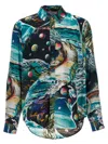 Martine Rose Green Turquoise Space Classic Graphic-print Regular-fit Woven Shirt