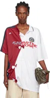 Martine Rose White & Burgundy Collage Football Top In White
