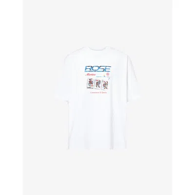 MARTINE ROSE WHITE PLAYING CARDS OVERSIZED GRAPHIC-PRINT COTTON T-SHIRT