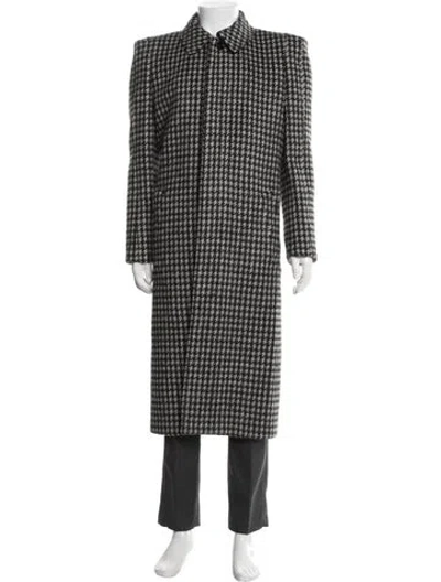 Pre-owned Martine Rose Wool Houndstooth Print Coat In Multicolor