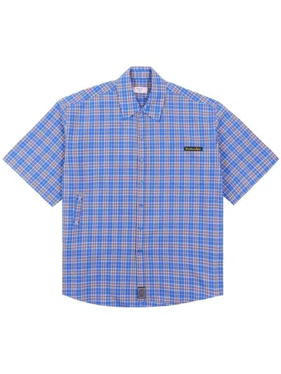 Martine Rose Wrap Checked Shirt In Blue