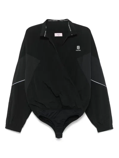 Martine Rose Wrap Sports Bodysuit In 黑色