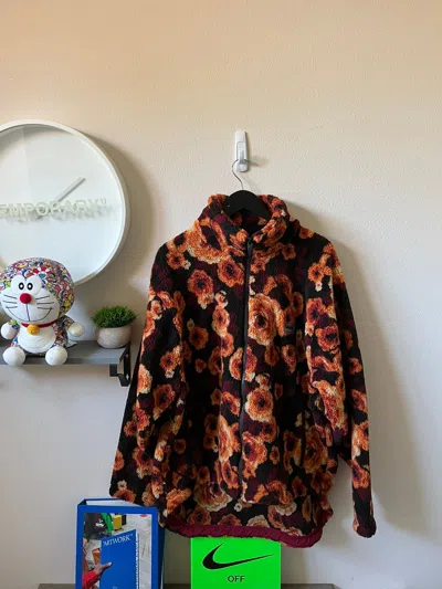 Pre-owned Martine Rose X Napapijri T-emin Jacquard Floral Fleece Jacket In Orange