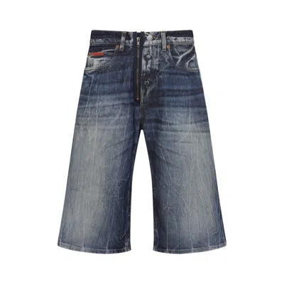 Martine Rose Zip Blue Cotton Shorts