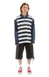 Martine Rose Logo-embroidered Polo Sweatshirt In Navy/white