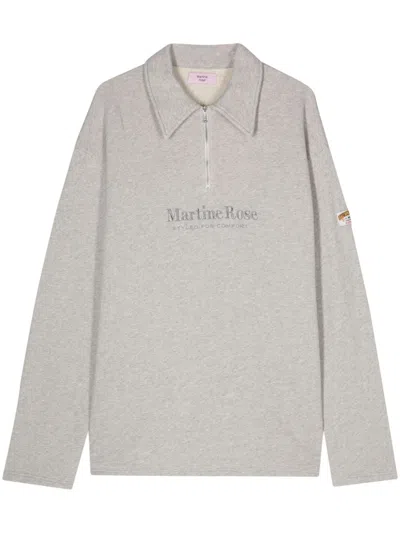 Martine Rose Logo-embroidered Cotton Polo Shirt In Grey