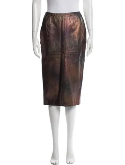 Pre-owned Martine Sitbon Leather Midi Length Skirt In Purple