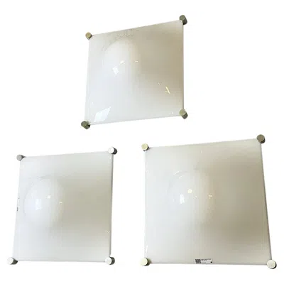 Pre-owned Martinelli Luce Italian Modern Aluminum And White Plastic Wall Lamps By , 1970s