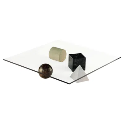Pre-owned Martinelli Luce Metafora Square Coffee Table In Marble And Glass By Vignelli For  In Gray