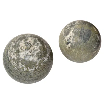 Pre-owned Martinelli Luce Set 2 Italian 'meta' Marble Sphere Ball Table Base Lella, Massimo Vignelli Style In Gray