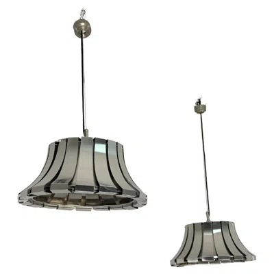 Pre-owned Martinelli Luce Set Of Two Steel Chandeliers By Elio Martinelli For , 1960s In Transparent