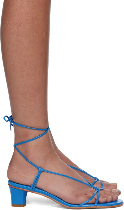 Martiniano Blue Spaghetti Heeled Sandals In Olympic Blue