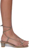Martiniano Gray Spaghetti Heeled Sandals In Rhino