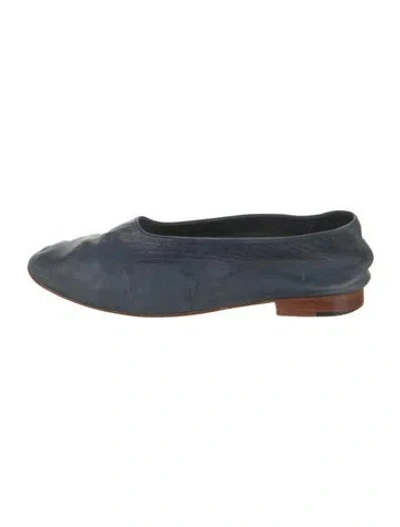 Pre-owned Martiniano Leather Colorblock Pattern Flats In Blue