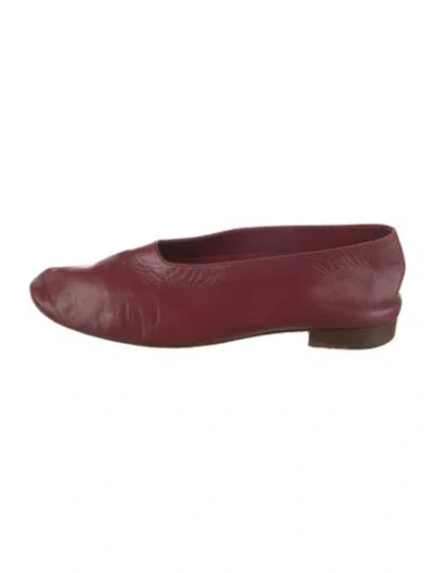 Pre-owned Martiniano Leather Flats In Burgundy