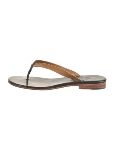 Pre-owned Martiniano Leather Flip Flops In Black