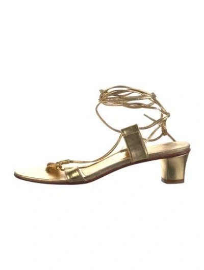 Pre-owned Martiniano Leather Sandals In Gold/metallic
