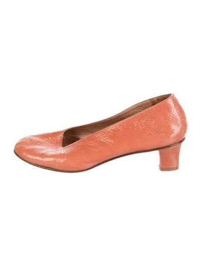 Pre-owned Martiniano Patent Leather Pumps In Orange