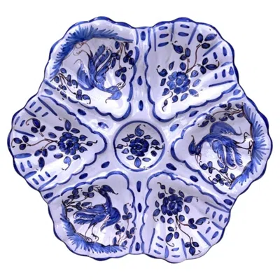 Pre-owned Martres Tolosane French Blue & White Faience Oyster Plate Moustiers Style, Circa 1940