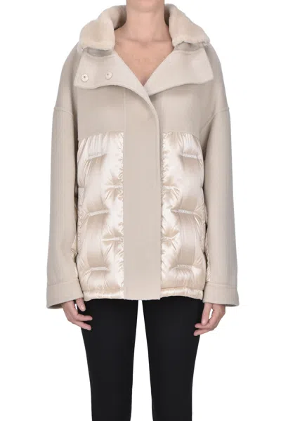 Martylo Cashmere And Wool Cloth  Inserts Down Jacket In Sand
