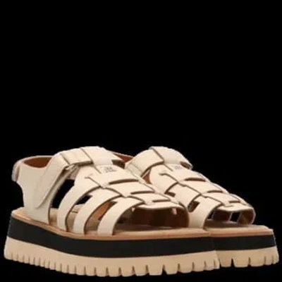 Maruti Logan Leather Sandals In Off White