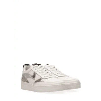 Maruti Mave Leather Trainers In White/silver Pixel Off White