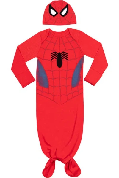Marvel Babies'  2-piece Sleepwear Gown And Hat Set In Red