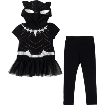 Marvel Kids'  Avengers Black Panther Cosplay Hooded Tee And Leggings Set