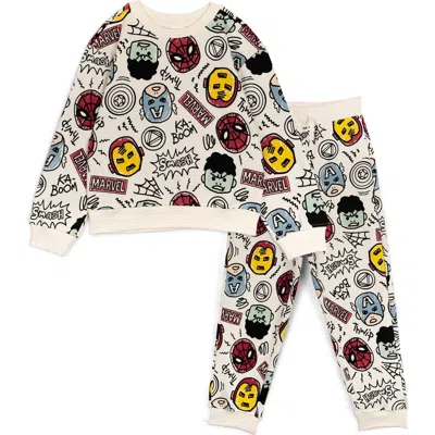 Marvel Kids'  Avengers Fleece 2-piece Sweatshirt And Pants Set In White