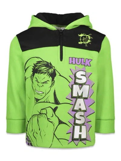 Marvel Kids'  Avengers Fleece Quarter-zip Hoodie In Green