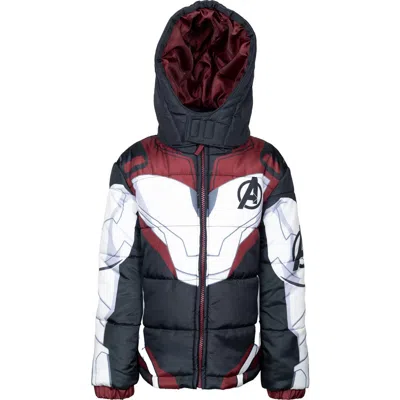 Marvel Avengers Hooded Zip-up Puffer Jacket In Black