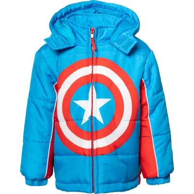 Marvel Avengers Hooded Zip-up Puffer Jacket In Black