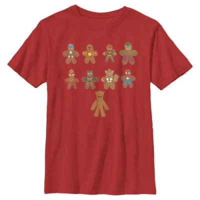 Marvel Kids' Boy's  Christmas Gingerbread Cookie Avengers  Graphic T-shirt In Red