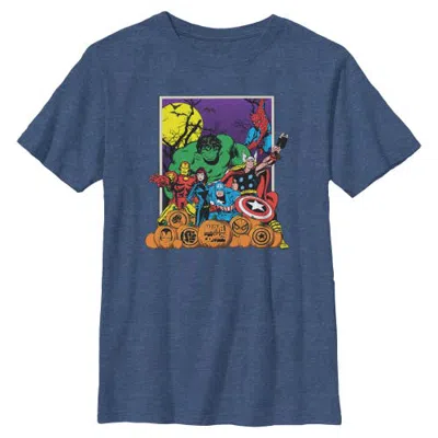 Marvel Kids' Boy's  Halloween Avengers Scene T-shirt In Navy Blue Heather