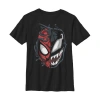 Marvel Boy's  Spider-man Venom Mask Split  Graphic T-shirt In Black