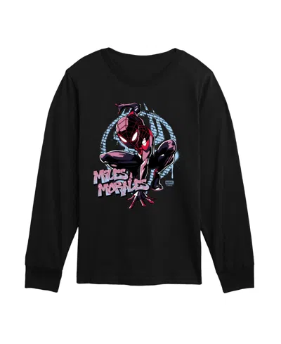 Marvel Kids' Boys' 8-20 Spider-man Miles Spraypaint Long-sleeve Graphic T-shirt In Black