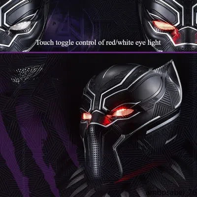 Pre-owned Marvel Comics Black Panther Helmet Touch Eye Light Wearable Genuine Helmet Visor