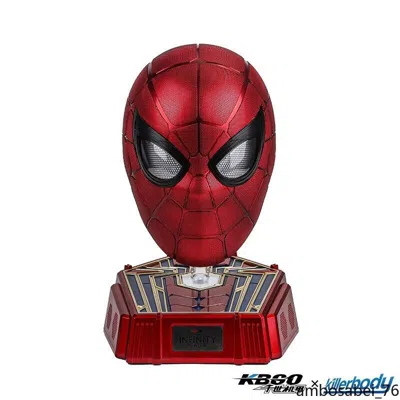 Pre-owned Marvel Comics Iron Spider Helmet Electric Blink Bluetooth Speaker 1:1 Genuine In Red