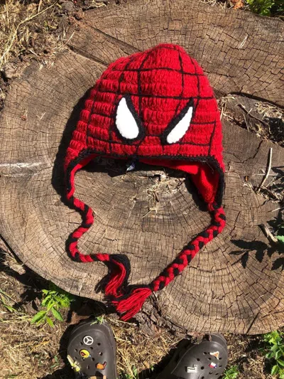 Pre-owned Marvel Comics X Vintage Very Spider Man Comics Marcel Hats Knit Y2k 90's Cap In Red