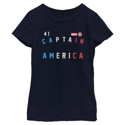 Marvel Kids' Girl's  Forty One Captain Graphic T-shirt In Blue