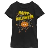 Marvel Girl's  Spider-man Jack-o'-lantern Happy Halloween  Graphic T-shirt In Black