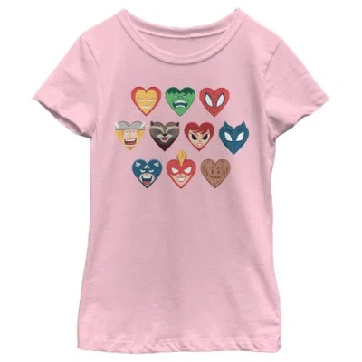Marvel Kids' Girl's  Superhero Hearts Graphic T-shirt In Pink