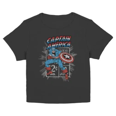 Marvel Junior's Captain Comic Stamp Short Sleeve Baby T-shirt In Black