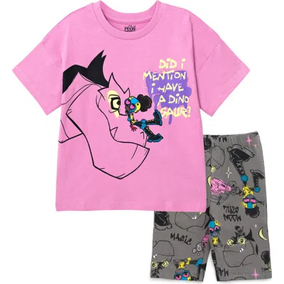 Marvel Kids'  Moon Girl And Devil Dinosaur 2-piece Tee And Bike Shorts Set In Pink