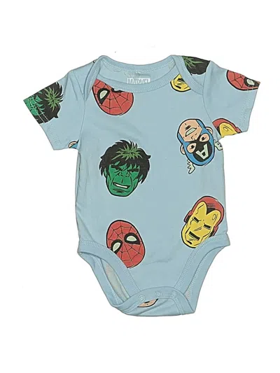 Pre-owned Marvel Babies' Short Sleeve Onesie In Blue
