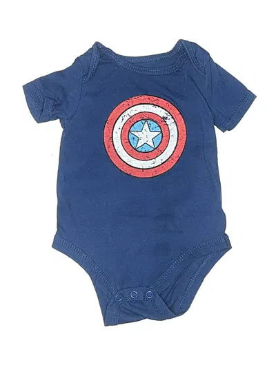 Pre-owned Marvel Babies' Short Sleeve Onesie In Blue