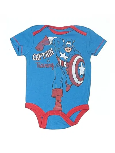 Pre-owned Marvel Babies' Short Sleeve Onesie In Blue