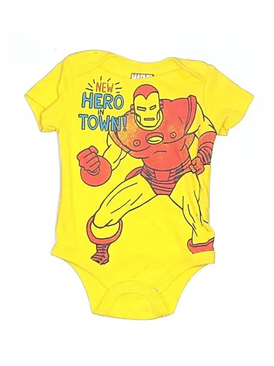 Pre-owned Marvel Babies' Short Sleeve Onesie In Yellow