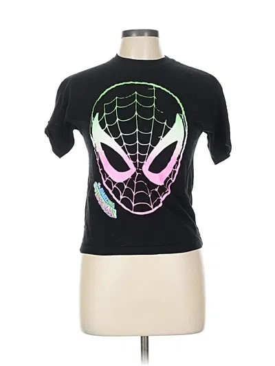 Pre-owned Marvel Short Sleeve Top Black Crew Neck Tops